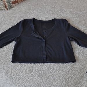 OFFLINE by Aerie Ribbed Cropped Snap Cardigan